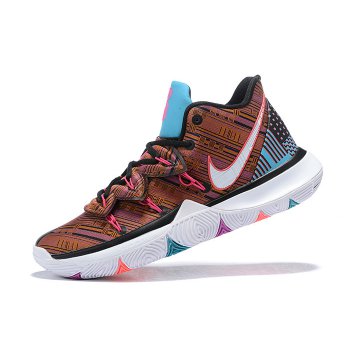Latest Nike Kyrie 5 Metallic Red Bronze White-Blue Shoes